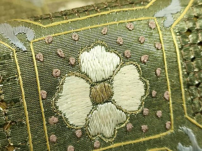 平和屋本店●最高級　中国三大刺繍　スワトウ相良刺繍　総刺繍　袋帯　蜀江向かい花鳥文　金糸　逸品　DZAB9139kh6