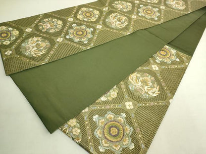 平和屋本店●最高級　中国三大刺繍　スワトウ相良刺繍　総刺繍　袋帯　蜀江向かい花鳥文　金糸　逸品　DZAB9139kh6