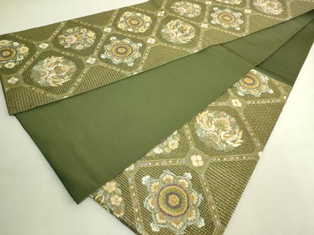 平和屋本店●最高級　中国三大刺繍　スワトウ相良刺繍　総刺繍　袋帯　蜀江向かい花鳥文　金糸　逸品　DZAB9139kh6