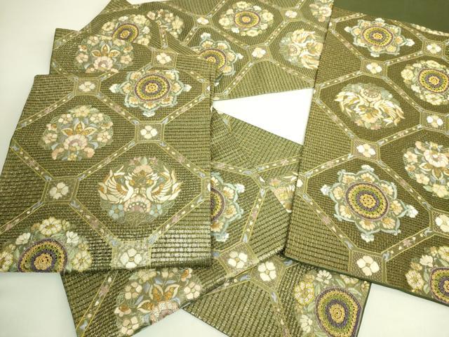 平和屋本店●最高級　中国三大刺繍　スワトウ相良刺繍　総刺繍　袋帯　蜀江向かい花鳥文　金糸　逸品　DZAB9139kh6