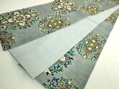 平和屋本店●最高級　中国三大刺繍　スワトウ刺繍　汕頭刺繍　絽刺し　総刺繍　全通柄袋帯　正倉院花文　金糸　逸品　DZAB9140kh6