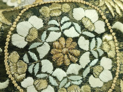 平和屋本店●最高級　中国三大刺繍　スワトウ相良刺繍　総刺繍　袋帯　草花文　菱　金糸　逸品　DZAB9143kh6