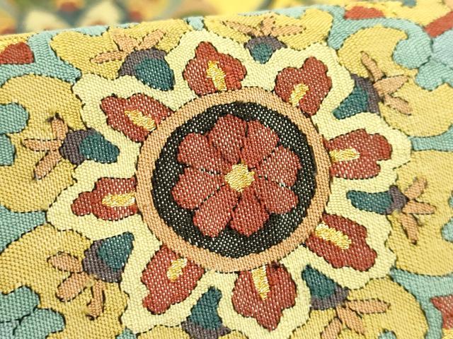 平和屋本店●最高級　明綴れ　全通柄袋帯　正倉院花文　金糸　逸品　DZAB9144kh6