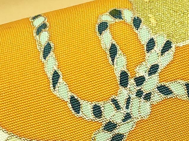 平和屋本店●極上　銀座　志ま亀　塩瀬　九寸名古屋帯　瓢箪　淡黄色地　金彩　たとう紙付き　逸品　DZAB9149kh6
