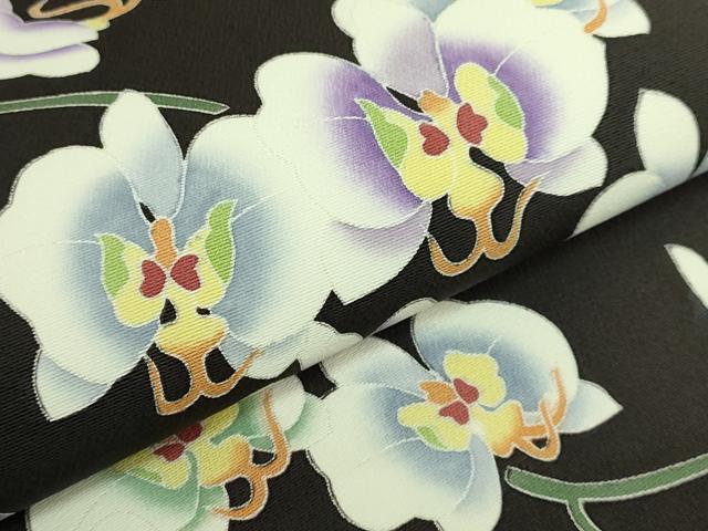 平和屋着物●極上　九寸名古屋帯　胡蝶蘭　蝋色地　逸品　DZAB9153kh6