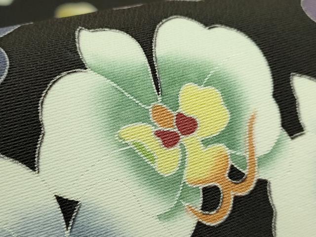 平和屋着物●極上　九寸名古屋帯　胡蝶蘭　蝋色地　逸品　DZAB9153kh6