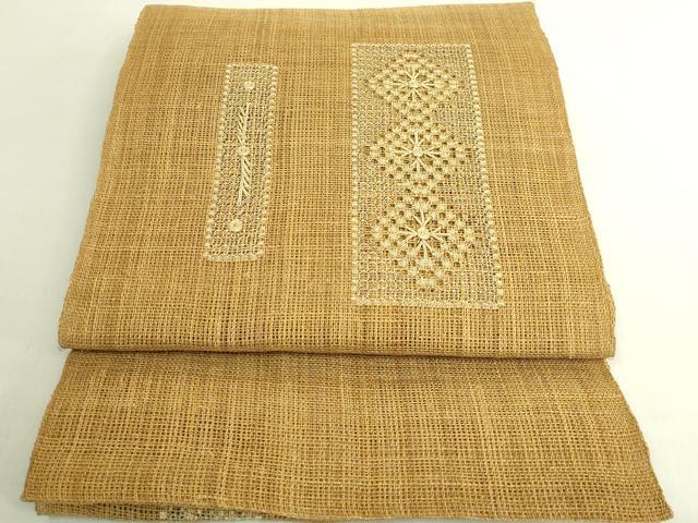 平和屋本店＊極上　夏物　古代原始布　科布　八寸名古屋帯　ドロンワーク　逸品　DZAB9155kh6