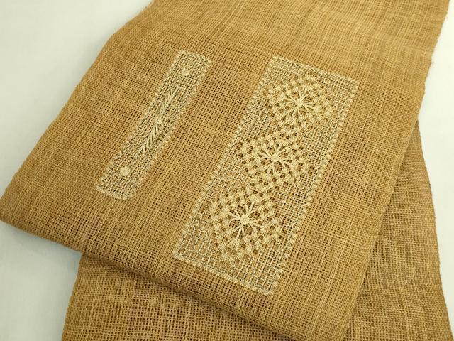 平和屋本店＊極上　夏物　古代原始布　科布　八寸名古屋帯　ドロンワーク　逸品　DZAB9155kh6