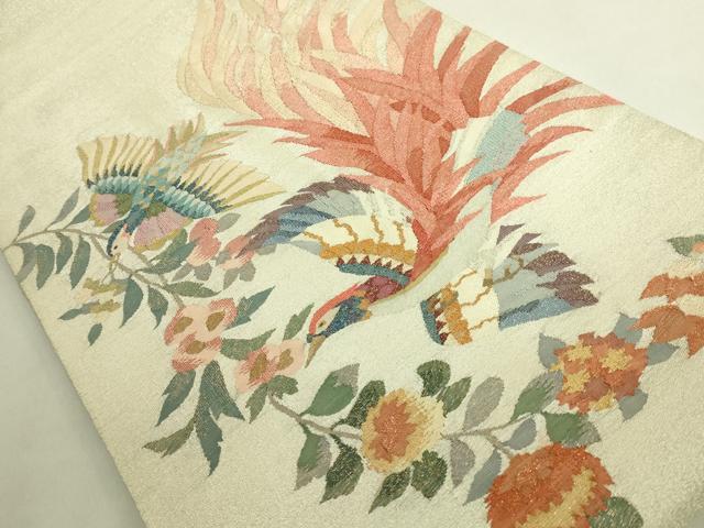 平和屋本店●極上　手織綴れ　山鹿清華　太鼓柄袋帯　花鳥文　金銀糸　逸品　DZAB9160kh6