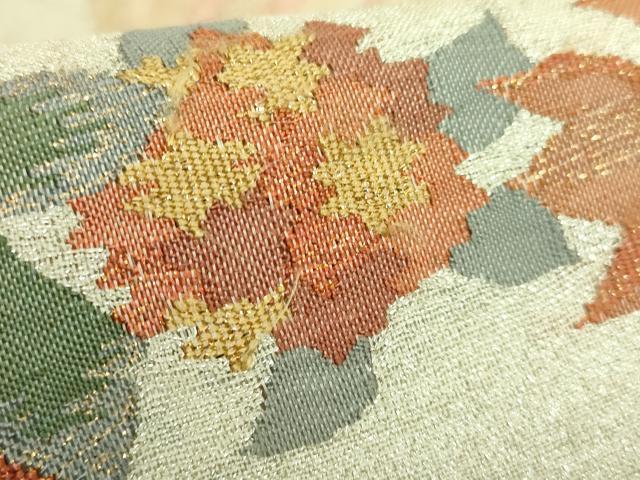 平和屋本店●極上　手織綴れ　山鹿清華　太鼓柄袋帯　花鳥文　金銀糸　逸品　DZAB9160kh6