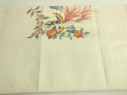 平和屋本店●極上　手織綴れ　山鹿清華　太鼓柄袋帯　花鳥文　金銀糸　逸品　DZAB9160kh6