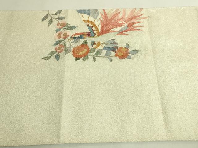 平和屋本店●極上　手織綴れ　山鹿清華　太鼓柄袋帯　花鳥文　金銀糸　逸品　DZAB9160kh6