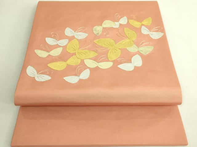 平和屋着物●極上　九寸開き名古屋帯　舞蝶文　金銀彩　逸品　DZAB9162kh6