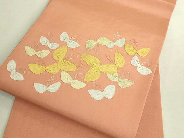 平和屋着物●極上　九寸開き名古屋帯　舞蝶文　金銀彩　逸品　DZAB9162kh6