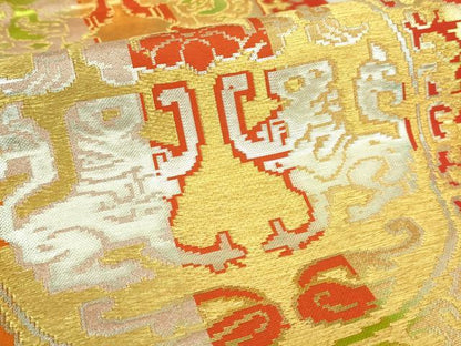 平和屋本店●最高級　龍村平蔵製　六通柄　本袋帯　円文白虎錦　金銀糸　逸品　DZAB9166kh6