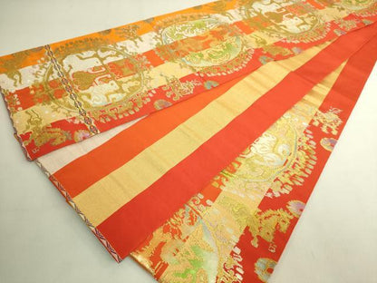 平和屋本店●最高級　龍村平蔵製　六通柄　本袋帯　円文白虎錦　金銀糸　逸品　DZAB9166kh6