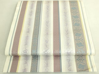 平和屋着物●極上　本場筑前博多織　八寸名古屋帯　花唐草間道　逸品　DZAB9175kh6