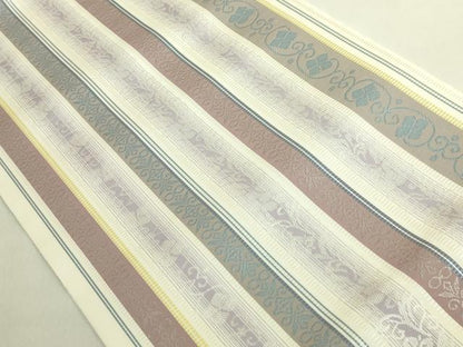 平和屋着物●極上　本場筑前博多織　八寸名古屋帯　花唐草間道　逸品　DZAB9175kh6