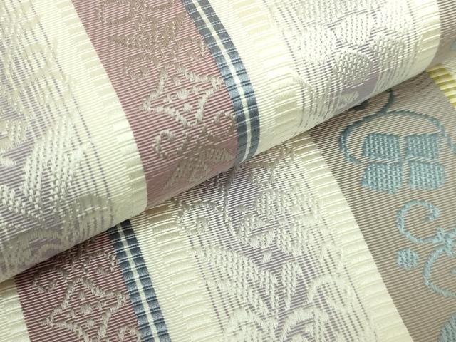 平和屋着物●極上　本場筑前博多織　八寸名古屋帯　花唐草間道　逸品　DZAB9175kh6