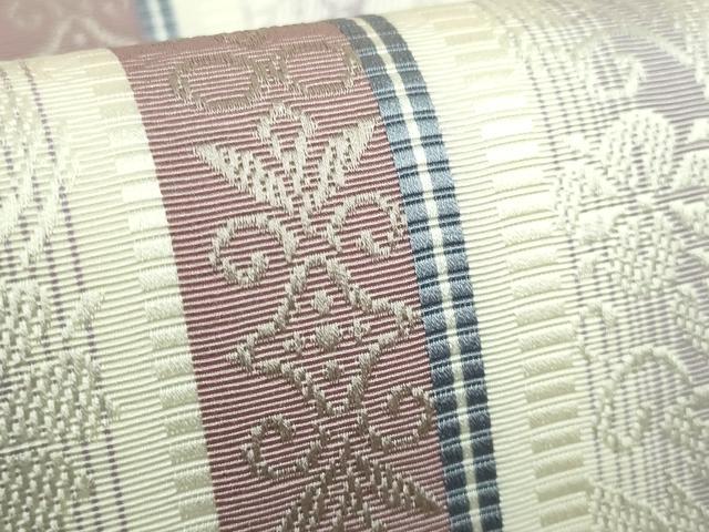 平和屋着物●極上　本場筑前博多織　八寸名古屋帯　花唐草間道　逸品　DZAB9175kh6