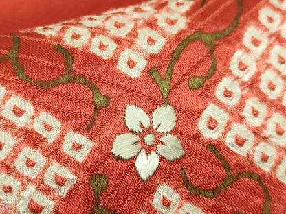 平和屋着物●極上　九寸名古屋帯　絞り　刺繍　網目花文　金糸　逸品　DZAB9180kh6