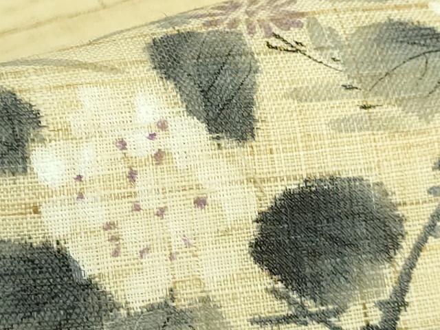 平和屋着物＊極上　夏物　九寸名古屋帯　手描き　紫陽花　麻　逸品　DZAB9181kh6