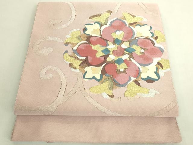 平和屋着物●極上　爪掻き本綴れ　市村一亭　八寸名古屋帯　花唐草　金銀糸　逸品　DZAB9186kh6