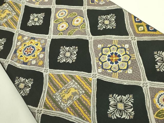 平和屋着物●極上　六通柄袋帯　唐織　正倉院花菱文　金糸　逸品　DZAB9190kh6