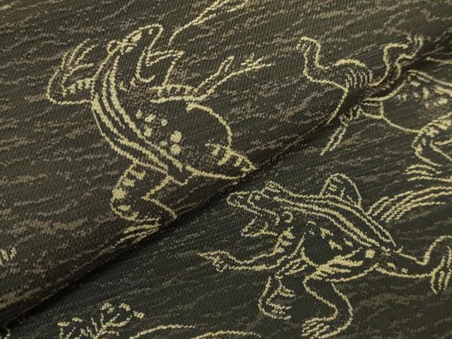 平和屋着物●極上　両面　両方向　全通柄袋帯　鳥獣戯画　笹蔓緞子　花唐草　鱗　さが美扱い　逸品　DZAB9195kh6