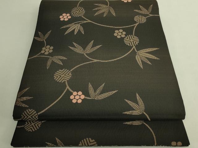 平和屋着物●極上　両面　両方向　全通柄袋帯　鳥獣戯画　笹蔓緞子　花唐草　鱗　さが美扱い　逸品　DZAB9195kh6