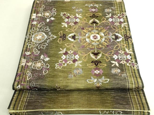 平和屋着物●極上　ひなや工房　くむ・あむ・おる　伊豆蔵明彦　太鼓柄袋帯　刺繍　正倉院花文　金糸　逸品　未使用　DZAB9198kh6