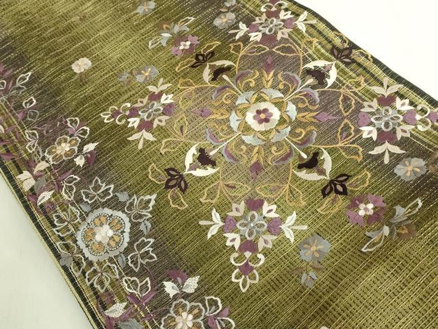 平和屋着物●極上　ひなや工房　くむ・あむ・おる　伊豆蔵明彦　太鼓柄袋帯　刺繍　正倉院花文　金糸　逸品　未使用　DZAB9198kh6