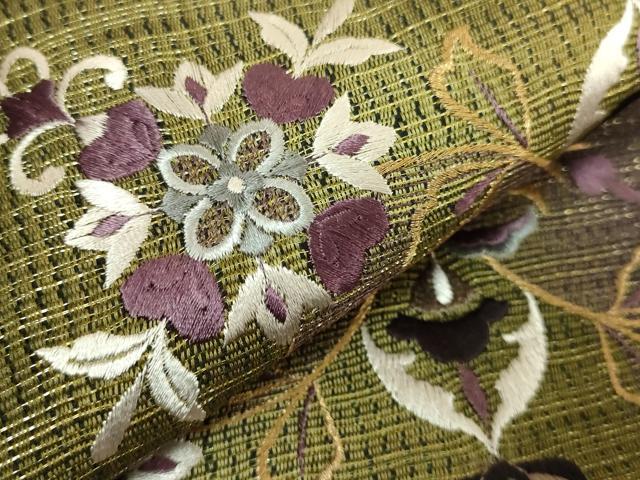 平和屋着物●極上　ひなや工房　くむ・あむ・おる　伊豆蔵明彦　太鼓柄袋帯　刺繍　正倉院花文　金糸　逸品　未使用　DZAB9198kh6