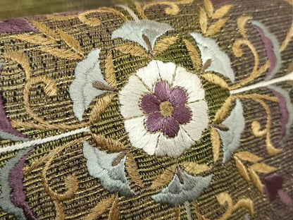 平和屋着物●極上　ひなや工房　くむ・あむ・おる　伊豆蔵明彦　太鼓柄袋帯　刺繍　正倉院花文　金糸　逸品　未使用　DZAB9198kh6