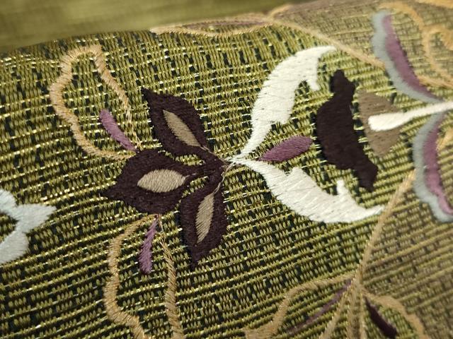平和屋着物●極上　ひなや工房　くむ・あむ・おる　伊豆蔵明彦　太鼓柄袋帯　刺繍　正倉院花文　金糸　逸品　未使用　DZAB9198kh6