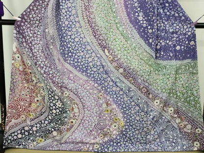 平和屋本店●極上　中国三大刺繍　相良刺繍　訪問着　辻が花　暈し染め　金糸　銀通し地　逸品　未使用　DZAB9202kh6