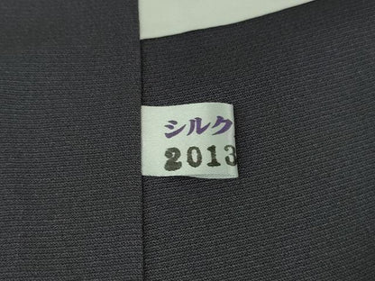 平和屋着物●極上　訪問着　背抜き仕立て　駒刺繍　水辺風景花文　青褐色地　暈し染め　金彩　逸品　DZAB9204kh6