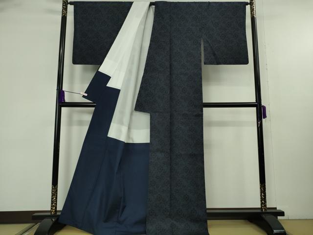 平和屋本店●極上　本場結城紬　重要無形文化財　100亀甲　笹蔓緞子　証紙付き　逸品　DZAB9208kh6
