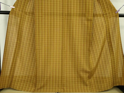 平和屋本店＊希少　夏物　本場黄八丈　夏黄八　紗紬　格子　逸品　未使用　DZAB9215kh6
