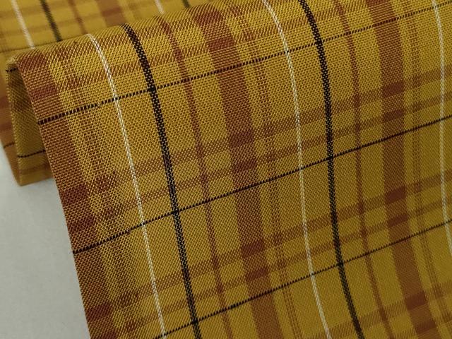 平和屋本店＊希少　夏物　本場黄八丈　夏黄八　紗紬　格子　逸品　未使用　DZAB9215kh6