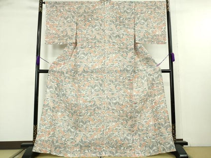 平和屋本店＊極上　夏物　本場小千谷ちぢみ　麻　草花尽くし　逸品　未使用　DZAB9218kh6
