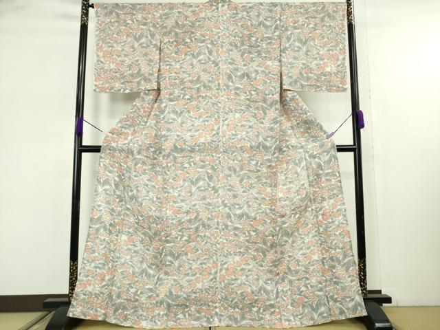 平和屋本店＊極上　夏物　本場小千谷ちぢみ　麻　草花尽くし　逸品　未使用　DZAB9218kh6