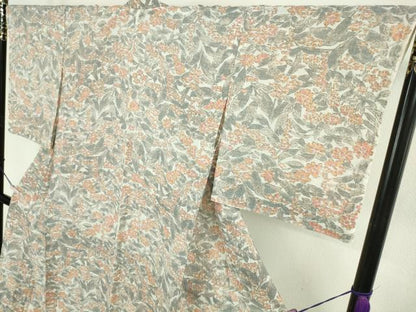 平和屋本店＊極上　夏物　本場小千谷ちぢみ　麻　草花尽くし　逸品　未使用　DZAB9218kh6