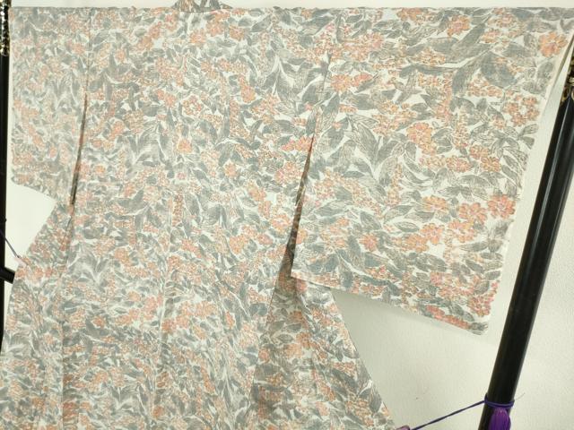 平和屋本店＊極上　夏物　本場小千谷ちぢみ　麻　草花尽くし　逸品　未使用　DZAB9218kh6
