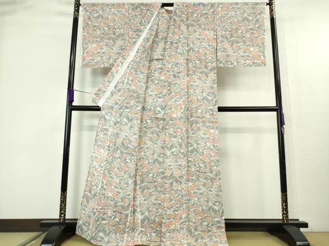 平和屋本店＊極上　夏物　本場小千谷ちぢみ　麻　草花尽くし　逸品　未使用　DZAB9218kh6