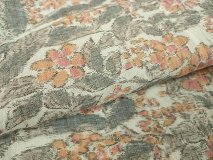 平和屋本店＊極上　夏物　本場小千谷ちぢみ　麻　草花尽くし　逸品　未使用　DZAB9218kh6