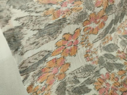 平和屋本店＊極上　夏物　本場小千谷ちぢみ　麻　草花尽くし　逸品　未使用　DZAB9218kh6