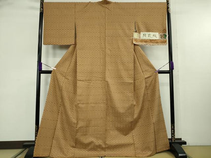 平和屋着物●極上　伝統工芸士　七代目　吉澤与市　紬　綾花織　丁字染色地　証紙付き　逸品　DZAB9220kh6