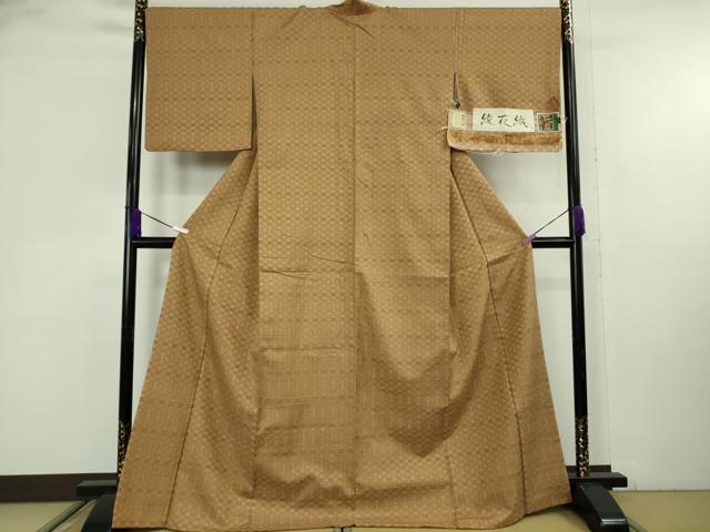 平和屋着物●極上　伝統工芸士　七代目　吉澤与市　紬　綾花織　丁字染色地　証紙付き　逸品　DZAB9220kh6