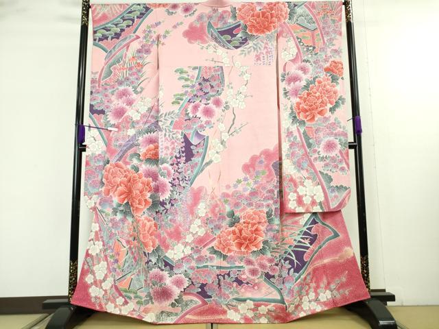 平和屋本店●極上　名門　藤娘きぬたや・総絞り　振袖　吉祥花文　逸品　DZAB9222kh6
